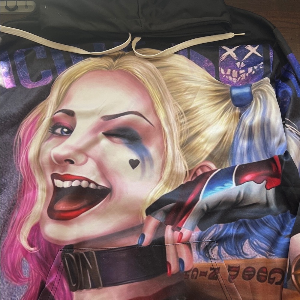 DC Comics Harley Quinn Graphic Hoodie - Black, Pink, Blue - Picture 2 of 3
